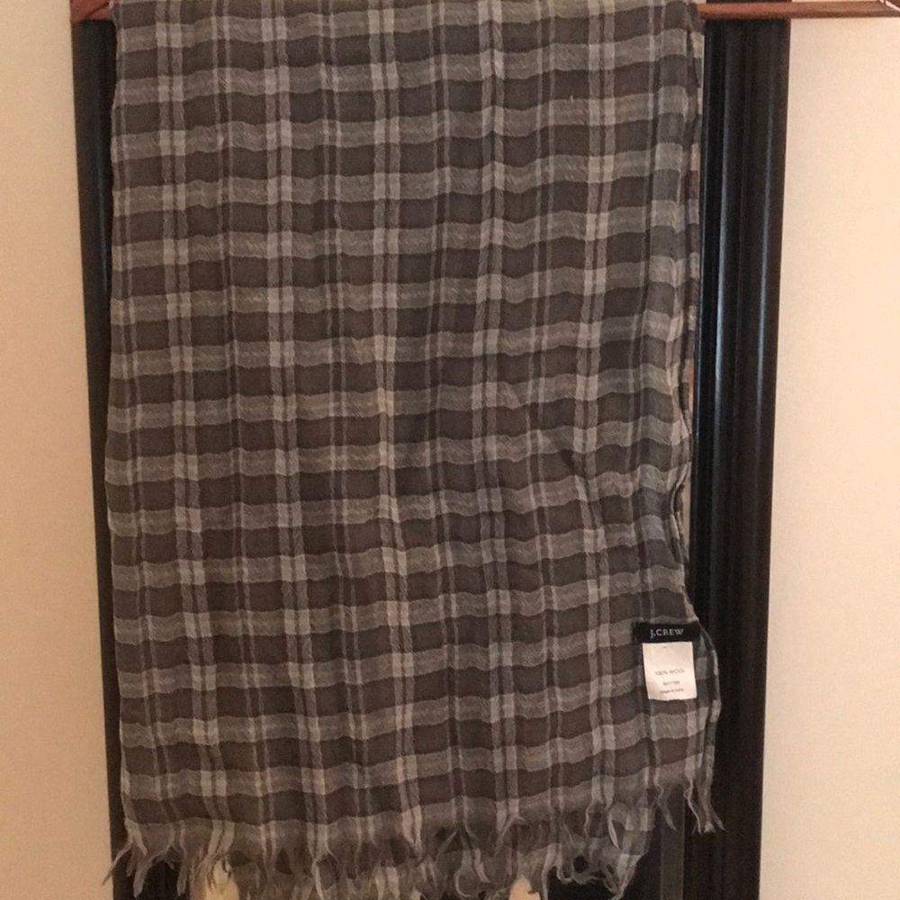 Jcrew plaid scarf lightweight 100% wool